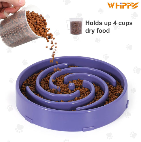 Slow Feeder Large Dog Bowls, Non-Slip Maze Puzzle Bowl for Healthy Feeding, Lavender Color
