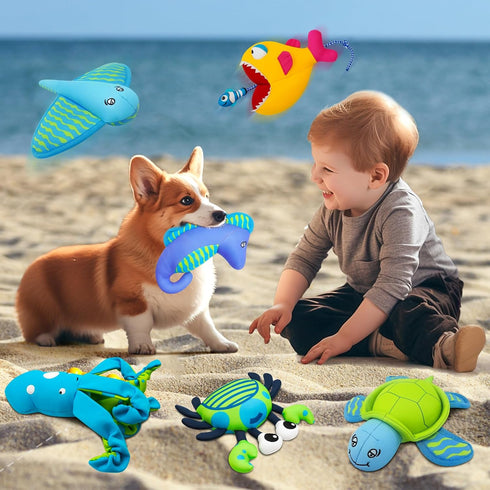 Dog Pool Toys, Floating Squeaky Water Toys for Small and Medium Dogs, Interactive Outdoor Beach Toys - Turtle