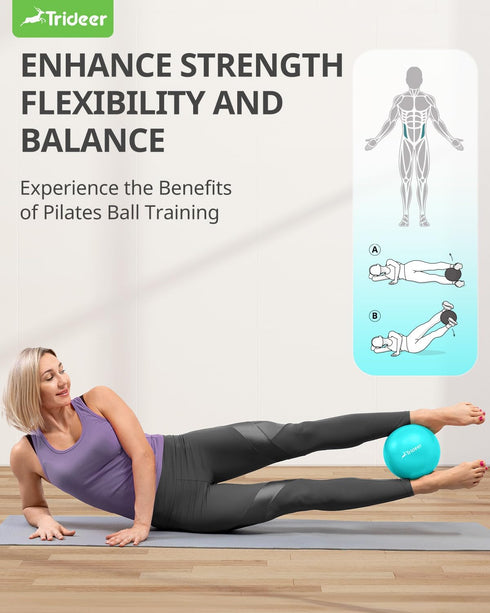Trideer Pilates Ball, 9 Inch with Pump, Core Ball for Physical Therapy, Small Workout Ball for Yoga and Gym