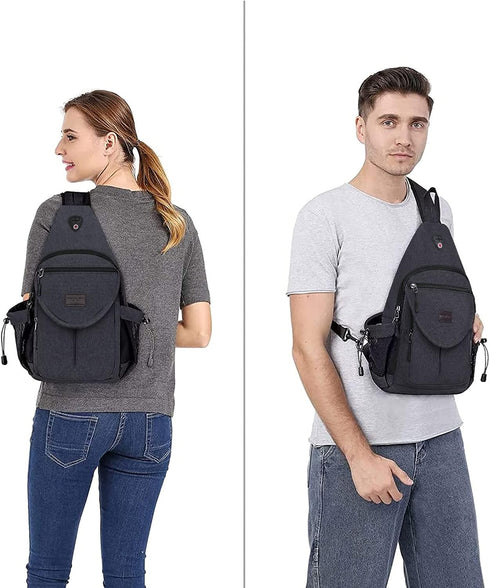 Backpack,Canvas Daypack MOSISO Sling Crossbody Hiking Bag with Anti-theft Pocket, Space Gray