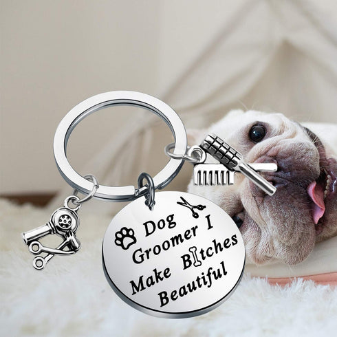 LQRI Dog Groomer Gift Keychain I Make Bitches Beautiful Hair Stylist Pet Grooming Jewelry