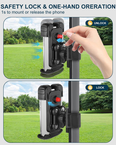 Magnetic Golf Cart Phone Holder Mount with Vibration Dampener & Ultra-Strength Neodymium N52 Magnets for EZGO/Club