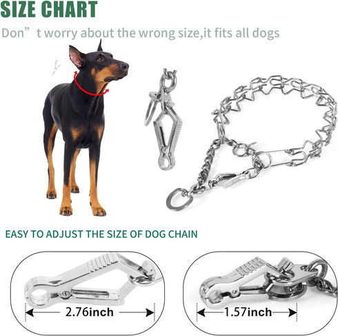 Stainless Steel Dog Training Collar with Quick Release Buckle, Adjustable Chain Collar 26in x 4.0mm (Neck up to 23in) XL