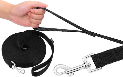 AmaGood Dog/Puppy Obedience Recall Training Agility Lead-15 ft 20 ft 30 ft 50 ft Long Leash-for Dog Training,Tie Out,Play,Safety,Camping (20 feet, Black)