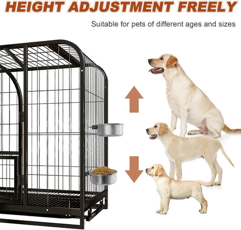 Dog Crate Water Bowl - 2 Pack No Spill Hanging Cage Food Bowls for Small & Medium Pets