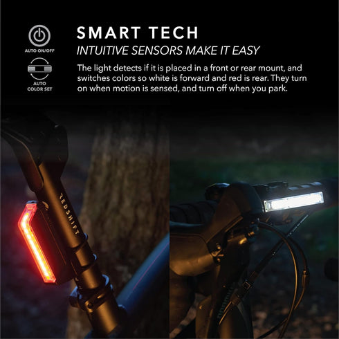 REDSHIFT ARCLIGHT LED Bicycle Light, Dual-Color Front-Rear Bike Light and Mount for Day and Night Riding, 36+hr Battery