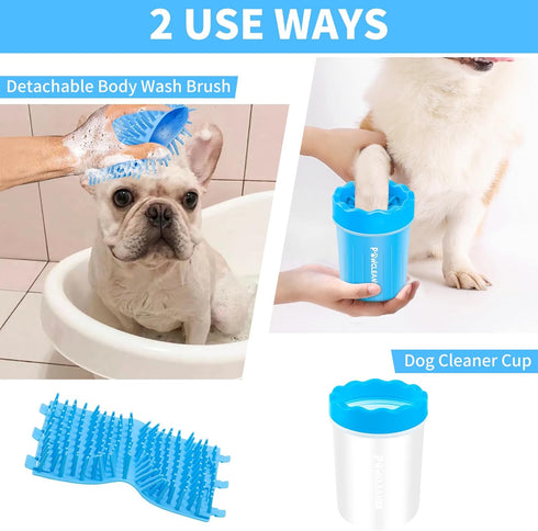 Dog Paw Cleaner, Portable Pet Cleaning Washer with Silicone Brush and 3 Absorbent Towels for Small Dogs