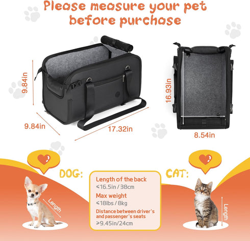 18 lbs >9in) WOYYHO Console Dog Car Seat Luxury Center Console (Width Dog Car Bed Carseat with Soft Cushion and Safety