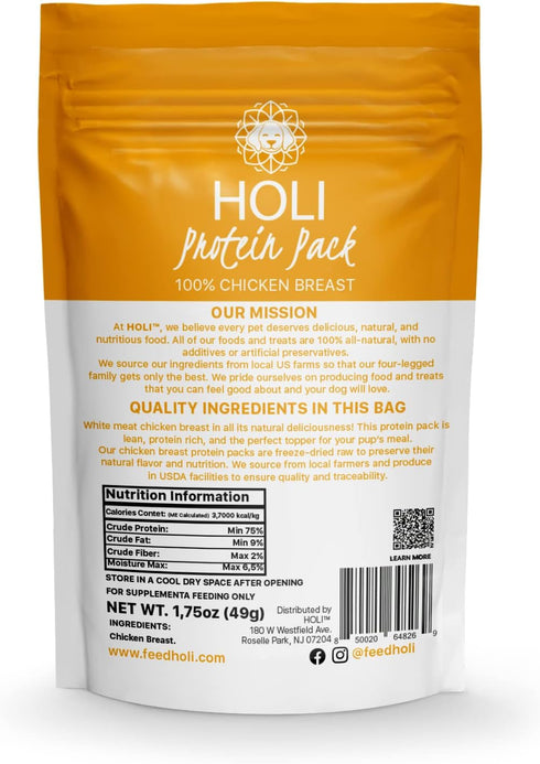 HOLI Freeze Dried Chicken Dog Food Topper - 100% All Natural, Human-Grade Lean Chicken Breast