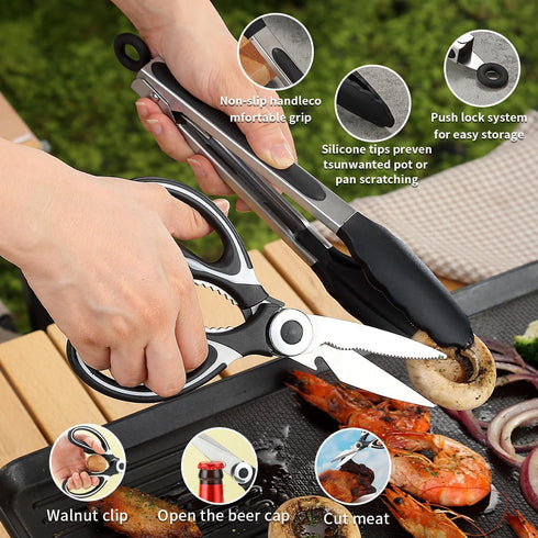 Kyraton Camping Cooking Set 15 Pack, Portable Kitchen Utensil Set for Backpacking, Barbecuing, Camping, Hiking
