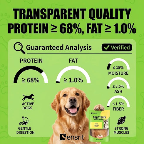 Sensrit 100% 120g (68%) Dried Chicken Slices Dog Treats - Single Ingredient Jerky, High Protein Real Chicken Breast