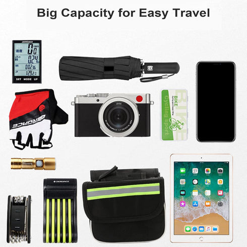 Waterproof Bicycle Storage Bags, Reflective Phone Mount Top Tube Bag for iPhone and Samsung Galaxy