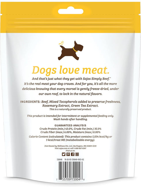 Natural Pet Food Simply Beef Freeze-Dried Dog Treats, 4 oz, Yellow by SOJOS