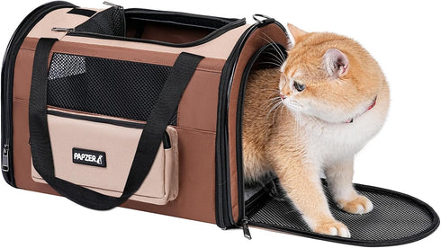 15 lbs 17.7x11.0x11.8 Inch Collapsible Small Pet Carrier for Cat with Fashion Pocket, Lightweight Sturdy Travel Carry