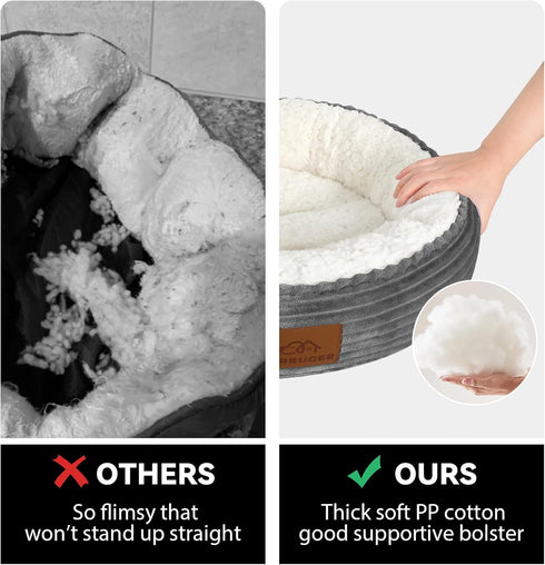 Cat Beds for Indoor Cats, Round Donut Cat Bed, Dog Beds for Small Dogs, Extra Soft & Machine Washable, 20 Inch, Dark