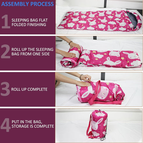 Kids Sleeping Bags, Compact Camping Sleeping Bags with Carry Bag for Hiking, Backpacking, Lightweight Waterproof for