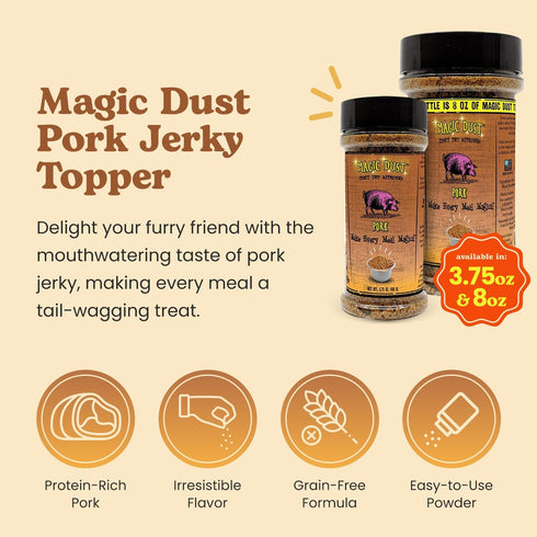 8 Wild Meadow Farms - Magic Dust Pork Jerky Topper, Single Protein Pet Food Topper for Dogs & Cats, Enhance Flavor