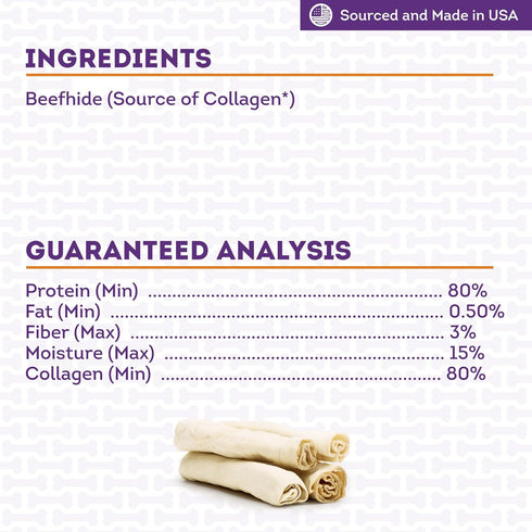 USA Collagen Rolls 9-10" Dog Chew Treats - Natural Flavor, 4 Count