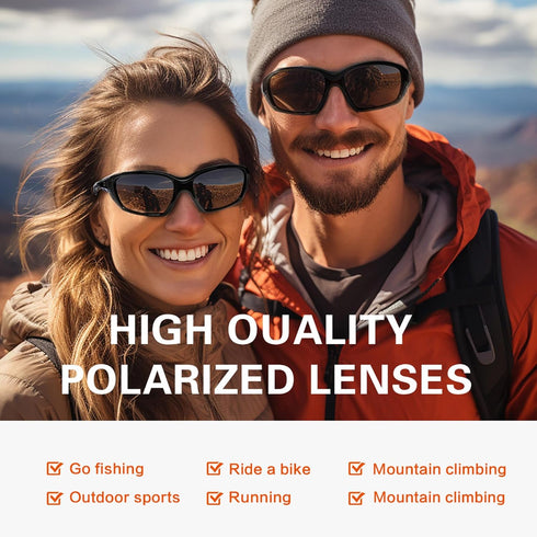 Sports Polarized Sunglasses for Men Women, UV400 Protection Wrap Around Goggles for Fishing Driving TR90