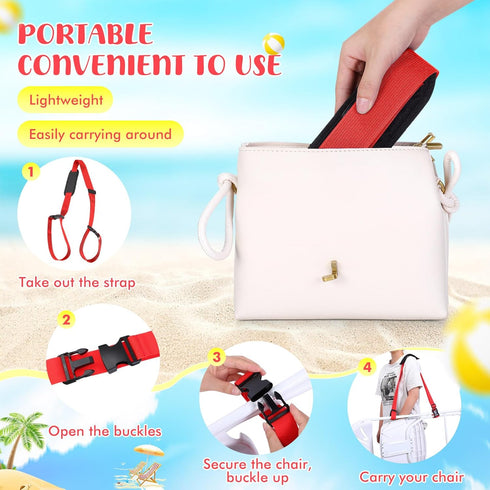2 Backpacking Sanwuta Pcs Adjustable Beach Chair Carry Strap Camping Chair Straps for Shoulder Folding Beaches Foldable