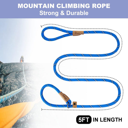 5 FT Slip Lead Dog Leash, Heavy Duty Rope for Small Medium Large Dogs, No Pull Training Lead with Reflective Thread,