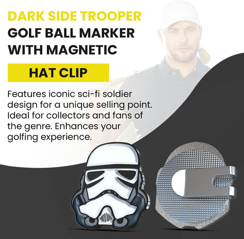 Ultimate Dark Side Trooper Golf Ball Marker with Magnetic Hat Clip, Premium Enamel Golf Accessories