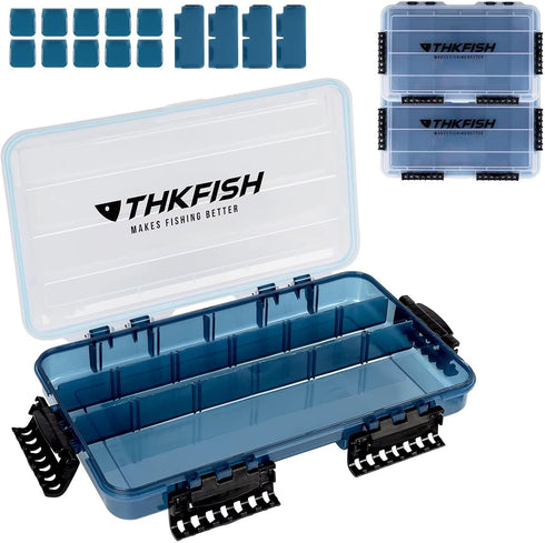 THKFISH Fishing Tackle Box 3700S, Floating Lure Box Storage Organizer with Adjustable Dividers, 2PC