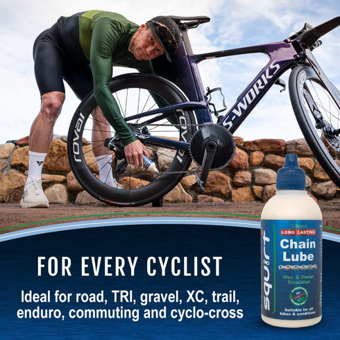 Squirt Chain Lube for Bikes 120 ml – All-Weather Dry Lube to Reduce Noise & Chainsuck – Bike Maintenance Aid