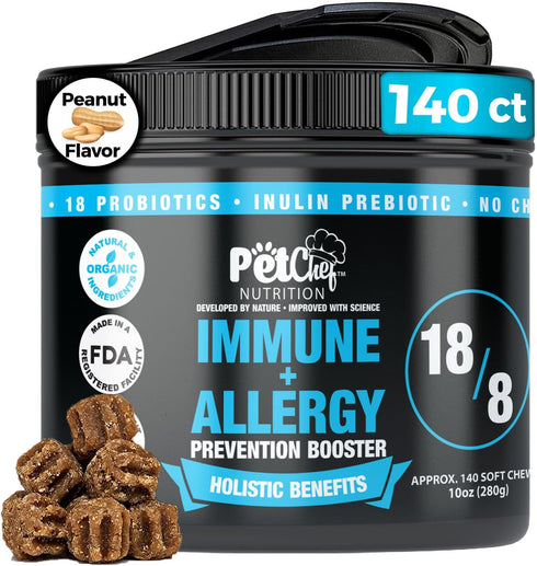 Pet Chef Respiratory Immune + Dog Allergy Remedy, Itch Relief, Anti Itching for Dogs, Skin Rashes Prevention
