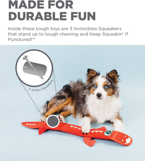 Outward Hound Fire Biterz Plush Lizard Interactive Dog Toy, Medium Firehose Material