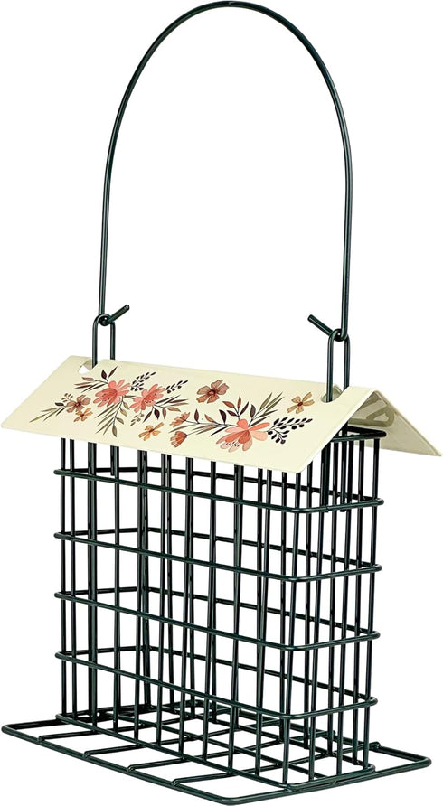 Wild Wings Decorative Metal Suet Cage Feeder for Outdoor Wild Bird Feeders, Black