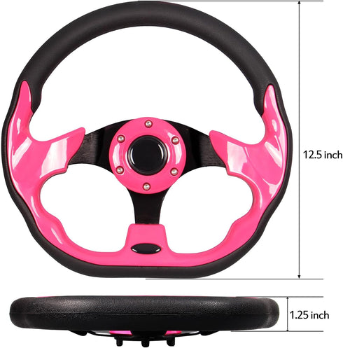 Pink Golf Cart Steering Wheel Universal Fit for Yamaha EZGO RXV & TXT, Club Car DS, Precedent Tempo