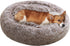 JOLLYVOGUE Calming Donut Dog Bed & Cat Bed, Anti-Anxiety Washable Dog Round Bed, Fluffy Faux Fur Plush Dog Cuddler Bed, Warming Cozy Soft Dog Cat Cushion Bed for Small Dogs and Cats (20",Brown)