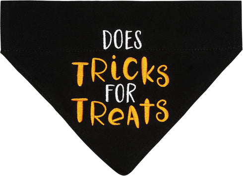 Pearhead Trick or Treat Bandana, Fall Holiday Dog Apparel, Halloween Costume, Slip On Collar Accessories, Small/Medium