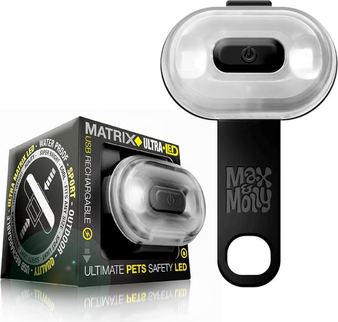 Max & Molly Rechargeable LED Dog Collar Light - Waterproof Safety Light for Night Walking, Running, Biking