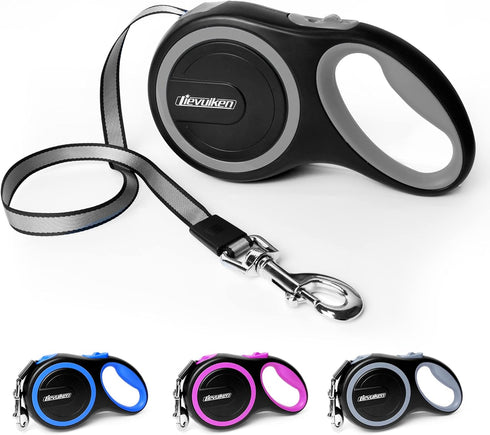 26 FT Retractable Dog Leash - Heavy Duty for Dogs up to 110lbs, One-Handed Brake, Non-Slip Handle