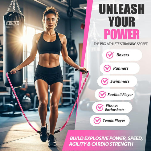 KUZARO Jump Rope, Weighted Jump Rope for Women, Heavy Jump Ropes for Fitness, Home Gym Exercise Equipment, Adult