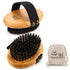 Bamboo Grooming Palm-Held Brush for Pets, Boar Bristles & Elastic Band for Dog Cat Shower and Massage