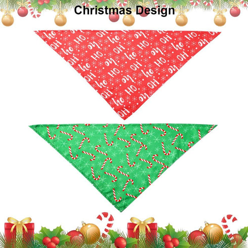 ADOGGYGO 4 Pack Dog Bandana Christmas Scarf Triangle Bibs Kerchief Set, Red Green Pet Christmas Costume Accessories