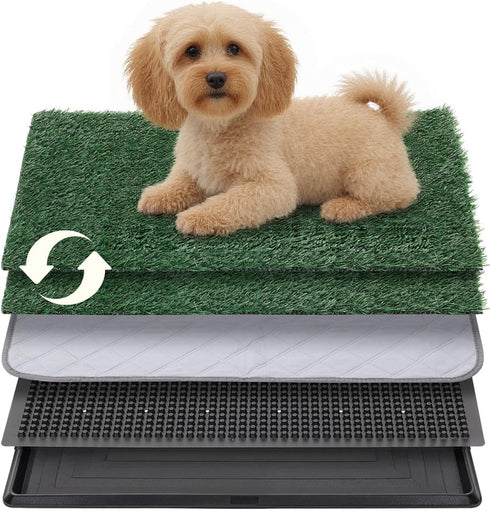 Petcozife Dog Grass Pad with Tray, 16"x20" Grass Pad for Dogs Potty with