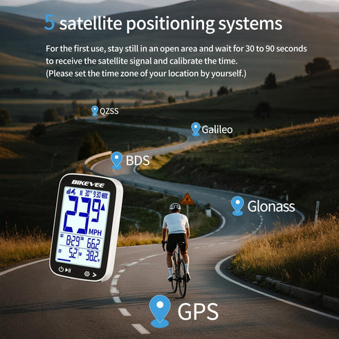 2.4" Bike Speedometer GPS Wireless Cycling Computer Auto Start/Stop, Auto Backlight, Waterproof Bicycle Odometer MPH