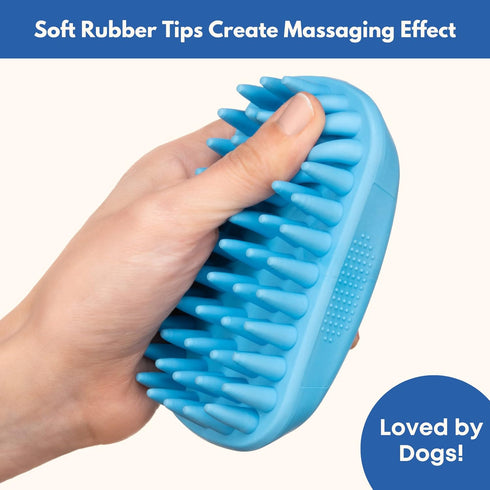 Rubber Dog Bath Brush, Silicone Pet Wash & Massage Brush for Bathing, Massaging & De-shedding