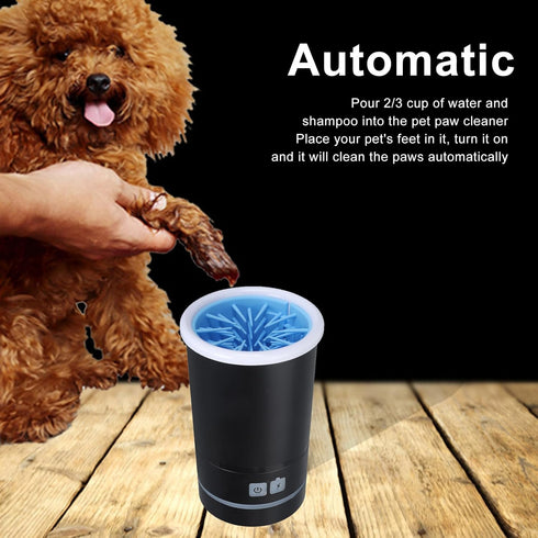 Automatic Dog Cleaner, Soft Electric Washer USB Rechargeable Cleaner Cup for Small to Medium Dogs Cats (Black White)