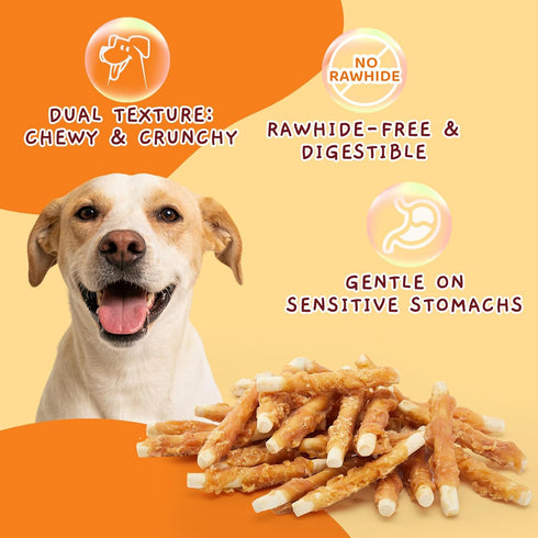 21.2 oz Jungle Calling Chicken Wrapped Biscuit Dog Treats, Grain-Free & Rawhide-Free Dog Chews, Crunchy Training Snacks