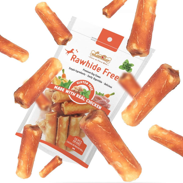 Gluten Free Rawhide Free Dog Chew Chicken Rolls Mini 2.5" for Small Dogs, 10 pcs/Pack