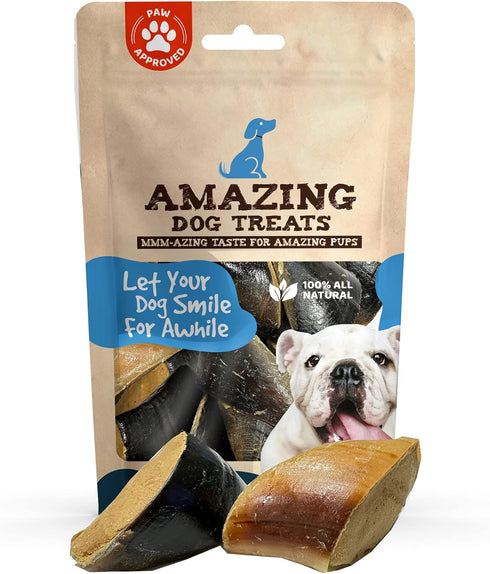 Amazing Dog Treats Peanut Butter Stuffed Cow Hooves - 5 Count Filled Cow Hooves for Dogs - Peanut Butter Filled Bones