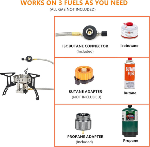 ONLYFIRE Portable Camping Gas Stove 6800W, Small Backpacking Stove with Piezo Ignition, Mini Camp Stove with Carry Bag