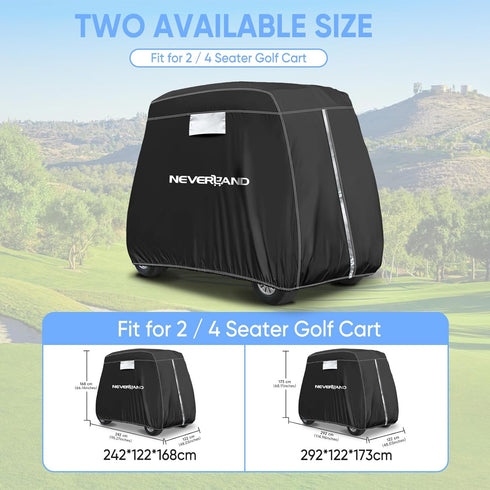 NEVERLAND Waterproof Golf Cart Cover for 4 Passengers, Fits Yamaha, EZ GO, Club Car, Outdoor Windproof Cover
