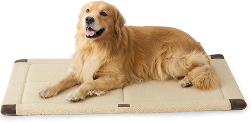 Bedsure Washable Dog Crate Bed for Extra Large Dogs - Reversible Foam Floor Mat, 48" x 30", Beige
