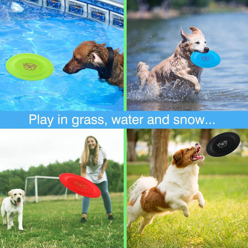 Dog Flying Disc, 3 Pcs Competition Flyer, Soft Indestructible Rubber Lightweight Toy for Dogs